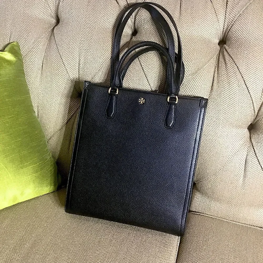 TORY BURCH SHOULDER BAG, BLACKS HANDBAG WITH TORY BURCH LOGO IN GOLD TONE